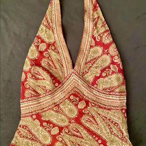Orange and gold halter top